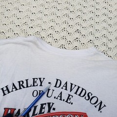 Vtg Harley Davidson Jack Daniels Dubai UAE Graphic Motorcycle T Shirt White