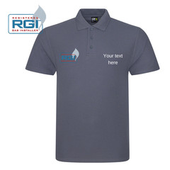 RGI Gas Safe polo plumber boiler fitter work wear, embroidered polo shirt