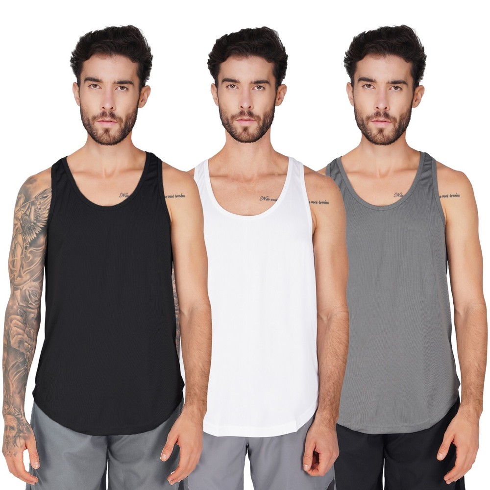 3x Mens Bodybuilding Gym Dry Cool Stringer Vest Muscle Training Running Tank Top