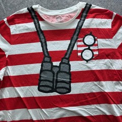 Where’s Waldo? Shirt Mens 2XL Red Striped Binoculars Graphic Tee Crewneck