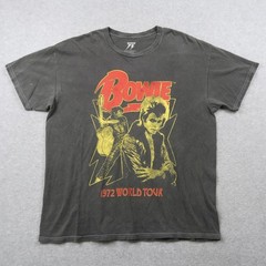 David Bowie 1972 World Tour Graphic T-Shirt Mens Large Black Ziggy Stardust Rock
