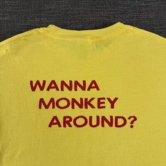 The Cheeky Monkey PV T-shirt Size L Y2K Yellow Wanna Monkey Around