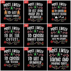 T-SHIRT (ML) Most Likely to Christmas Family Matching Shirt Costume Outfit