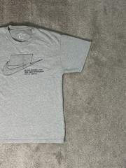 Nike Sportswear Block Futura Logo Embroidered Gray T Shirt Men’s Small NSW Tee