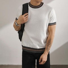 Mens Knitted Top Casual Business Shirt Business Casual Machine Friendly Care