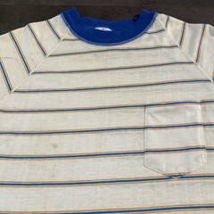 Vintage 60s 70s Montgomery Ward Striped T Shirt XL Distressed Worn Faded Surf
