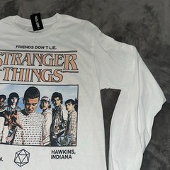 NWT Stranger Things Shirt Mens Sz M White Long Sleeve Hot Topic Hawkins Indiana