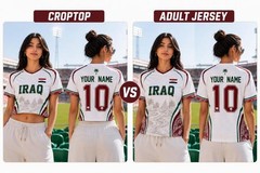 Iraq Crop Top Soccer Jersey, Custom Name Number Football Shirt, Women Jersey