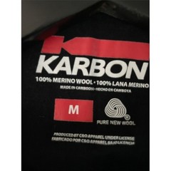 Karbon Mens Black 100% Merino Wool Long Sleeve Crew Neck Base Layer Shirt Size M