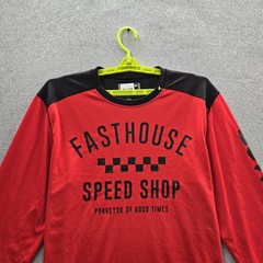 Fasthouse Men Shirt XL Red Graphic Speed Shop Activewear Grunge Logo Long Sleeve