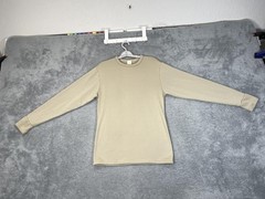 VTG Thermal Waffle Knit Shirt Mens Medium Tan Crewneck LS Base Layer Top 70s 80s