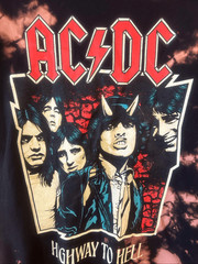 AC/DC Highway To Hell Heavy Metal Rock T Shirt Black Bleach Wash Size Small (591