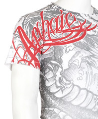 Archaic By Affliction Men’s T-Shirt Dragon Rage Wings White Biker M-3XL