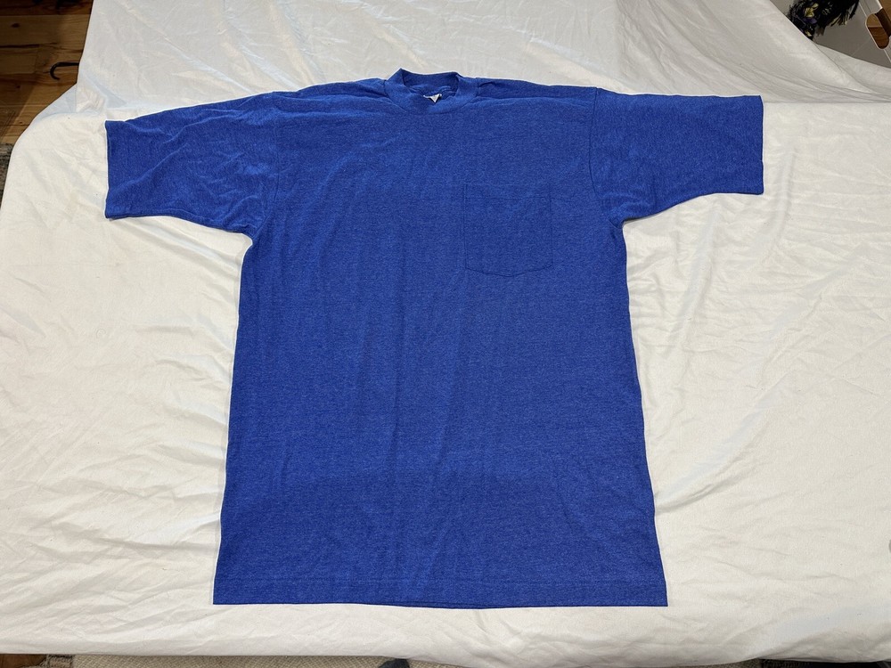VINTAGE FRUIT OF THE LOOM EASY TO WEAR BLANK T-SHIRT SZ LARGE BLUE