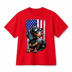 Cool Dachshund USA Distressed Flag Patriotic Graphic Cotton T-Shirt Unisex