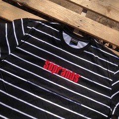NEW Dumbgood x The Sopranos Men Sz L Black Shirt Striped Embroidered Tony Mafia