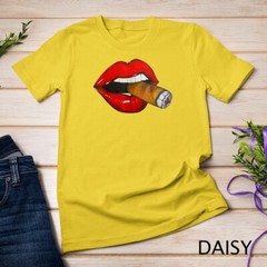 Sexy Women Smoke Cuban Cigar Lit Red Lips Smoking Cigar T-Shirt Unisex T-shirt