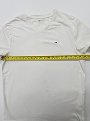 Tommy Hilfiger Men’s T-Shirt White Logo V-Neck Stretch Size M Excellent