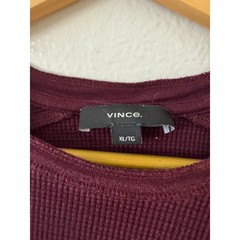 Vince Thermal Shirt Waffle Knit Pima Cotton XL Burgundy Maroon Long Sleeve Mint