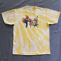 Vtg 1990s Macaw Parrot T Shirt Mens XL Yellow Acid Wash Dye Bird Animals 90s
