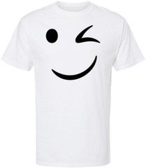 Winking Smiley Face Printed T-Shirt Funny Cute Wink Smiley Graphic Tee