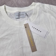 Topman Men’s Oversized T Shirt Size S White Short Sleeve Cotton Casual Tee Top