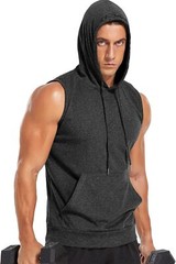 Men’s Workout Hooded Tank Tops Sleeveless Gym Training Bodybuilding T Shirt