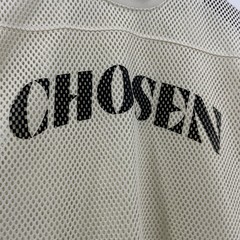 Chosen Graphic Mesh Jersey Short Sleeve Streetwear Top Cream Off-White Relaxed