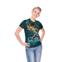 Bass River Fish Fishing Marine Aquatic Ocean Green Mountain Cotton Shirt S-5X