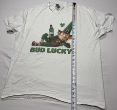 Bud Light White T-Shirt Top Size XL Bud Lucky With Leprechaun Heavy Cotton
