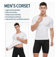 Men Slimming Body Shaper Gynecomastia T-shirt Posture Corrector Vest Compression