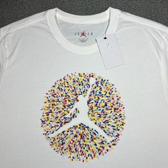 Jordan Mens White Multi Color Confetti Jumpman Graphic T-Shirt FN6006-100 XL