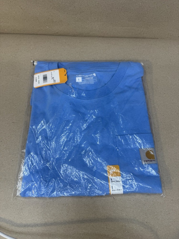Carhartt K87 Loose Fit Pocket Crew T-Shirt Blue Men’s L Regular Short Sleeve