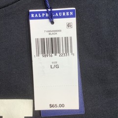 Polo Ralph Lauren Mens Custom Slim Fit RL Graphic T-Shirt Black Size L NWT