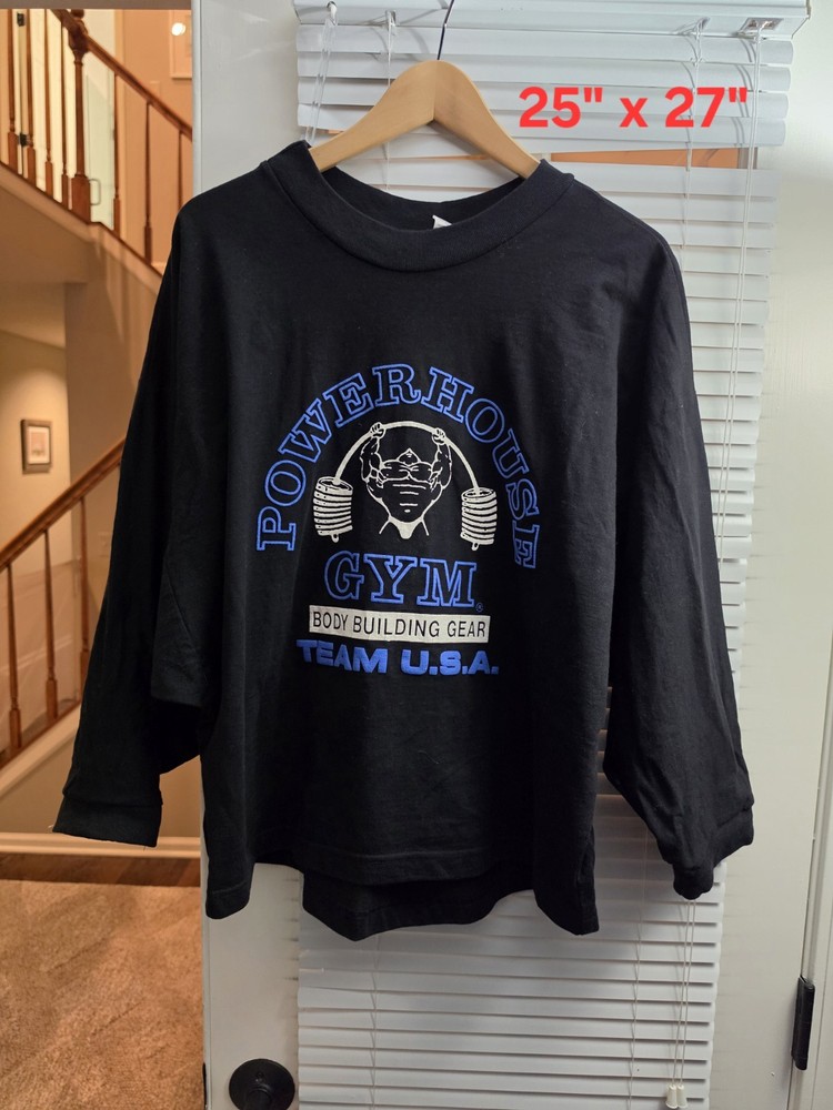 Vintage 90s Powerhouse Gym Bodybuilding Team Shirt Shirt 2 Sided Muscle Rare OS