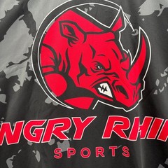 Angry Rhino Sports Mens Large T-Shirt Gray Black Camo Red Graphic Performance