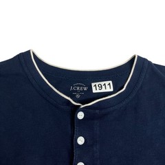 J Crew Henley Shirt Mens XL Navy Blue Contrast Trim Cotton Short Sleeve Preppy