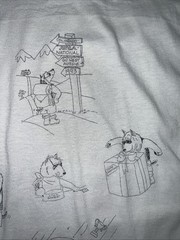 VTG Hanes Heavyweight 50/50 Crewneck Tee Cartoon Dog Hiking Single Stitch USA L