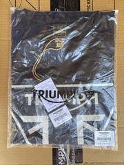 Triumph Helston T-Shirt Mens XL Jet Black Spellout Logo Cotton Short Sleeve