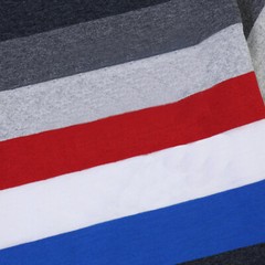 Men’s Classic Striped Short Sleeve Crew Neck Pocket Tee T-shirt Grey Red