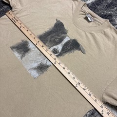 Vintage Border Collie Dog Art Shirt Mens Large 90s Y2K Brown Nature Pets Animals