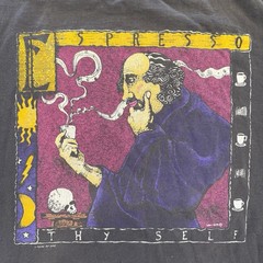 Vintage 90s Fabric Art Espresso Thy Self Coffee Shakespeare T Shirt XL