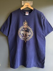 Vintage 90s Voodoo Glow Skulls World wide Shirt Large 20.5×29 Navy Blue