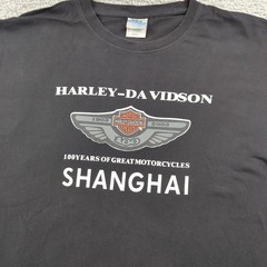 Vintage Harley Davidson T Shirt Men 3XL Asia US XL Black Shanghai 100 Years