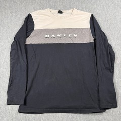 Oakley Shirt Mens L Black Gray Colorblock Slim Fit Graphic Long Sleeve Casual
