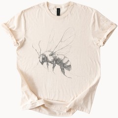 Detailed Bee Illustration Graphic Tee Nature Art Design Shirt