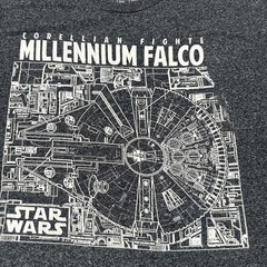 Star Wars Millennium Falcon Shirt Mens Large Gray Blueprint Graphic Tee T-Shirt