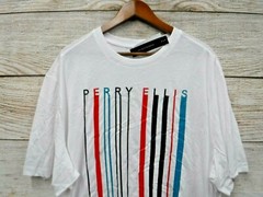 Perry Ellis T-Shirt Mens Size 2XLT (57″ Chest) Running Letter Bar Code Shirt New