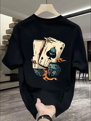 Men’s Poker Print T-Shirt Micro Elastic Breathable Summer Casual Streetwear Tee