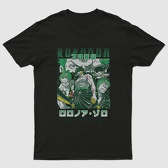 One Piece Roronoa Zoro Anime T-Shirt Graphic Tee Unisex Black Cotton S-5XL